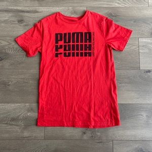 Boys Kids Puma T-Shirt Short Sleeve Color Red Size Kids Boys Large L Used